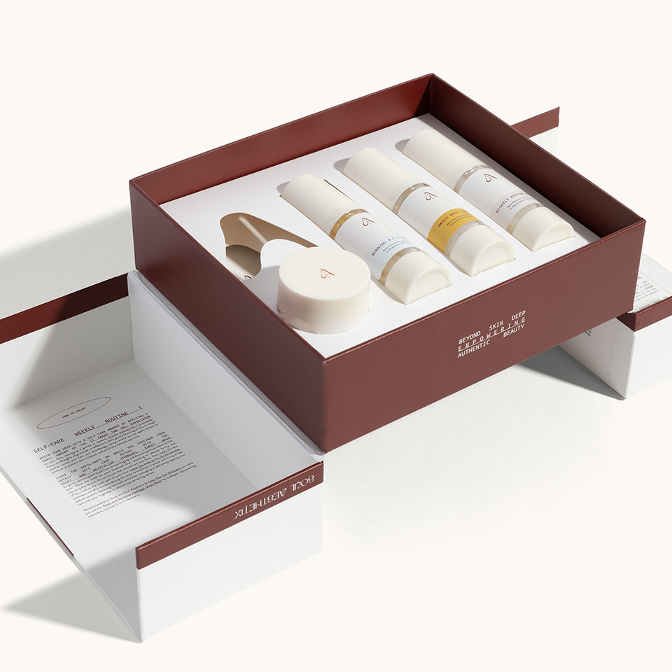 Custom packaging for skincare brand Soul Aesthetix